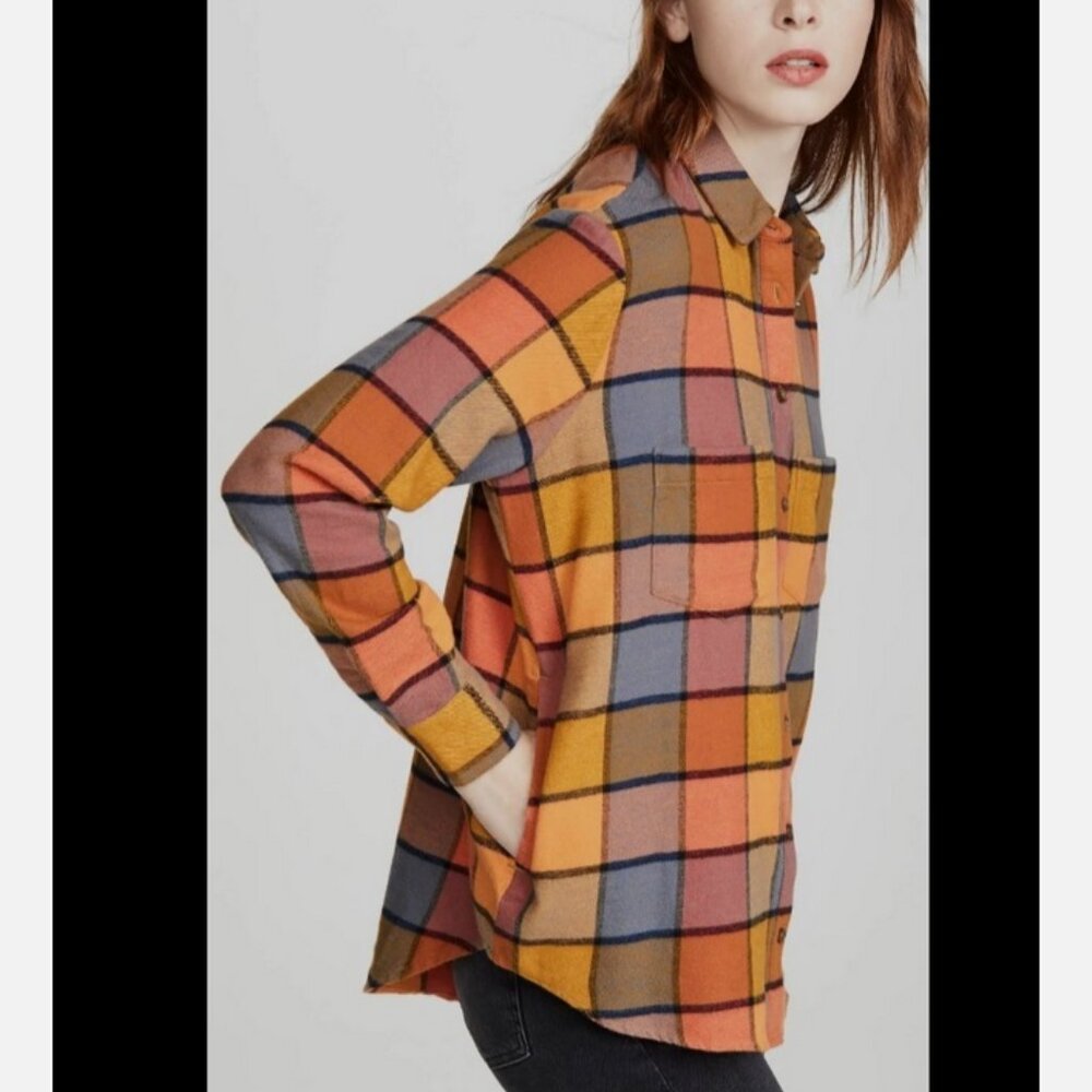 Women's Size XS Madewell Flannel Sunday Shirt Emmy Buffalo Plaid Shacket